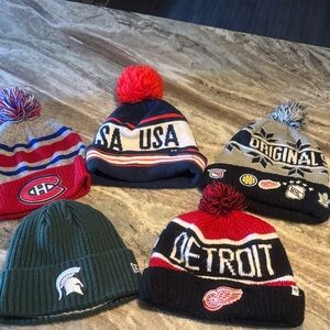 Mens Winter Beanie Set - Red, Blue, Green